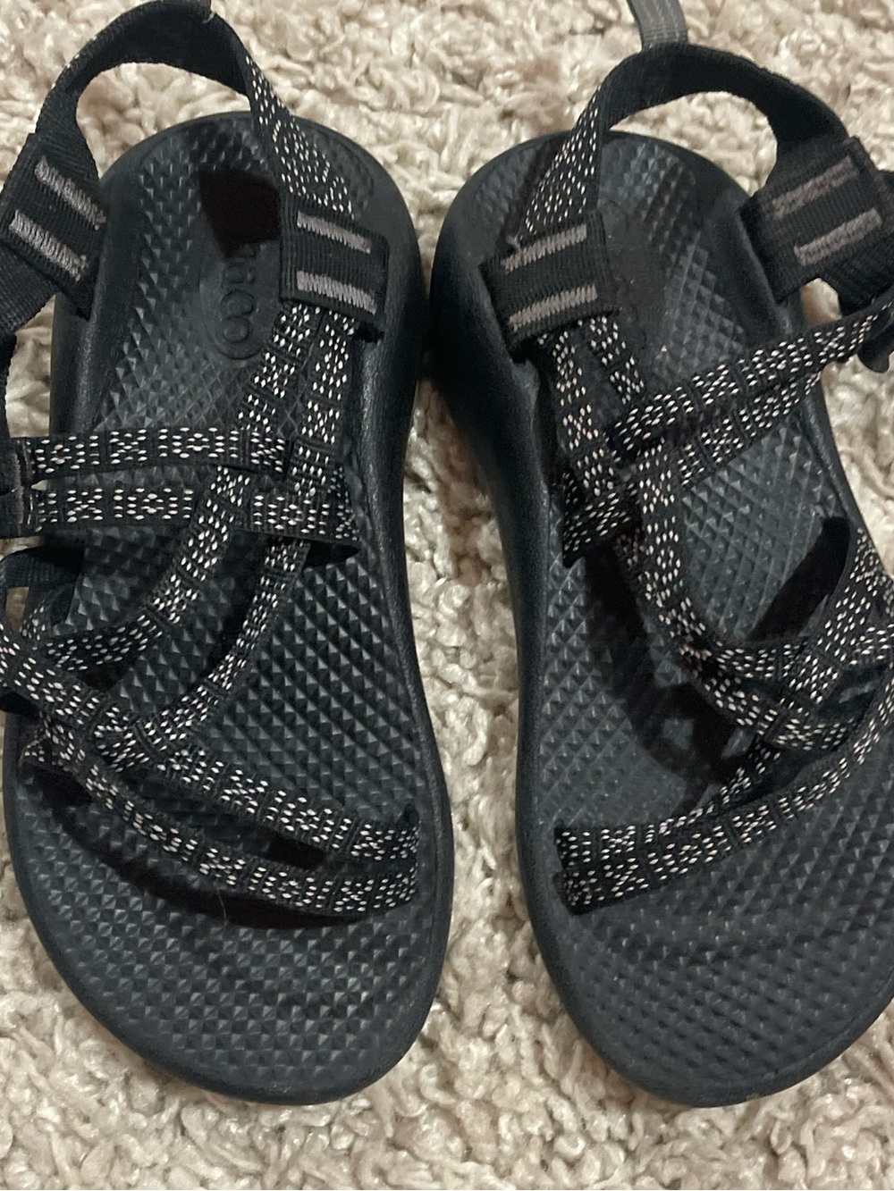 Chaco Kids Black Sandals with White Speckle Straps